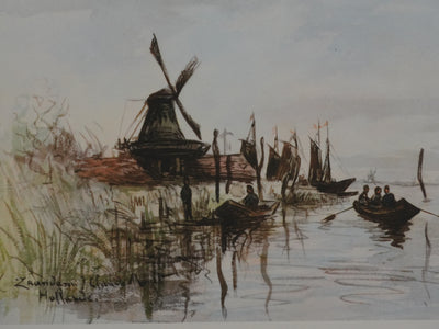 Claude MONET : Le moulin à vent près d'Amsterdam, Lithographie signée