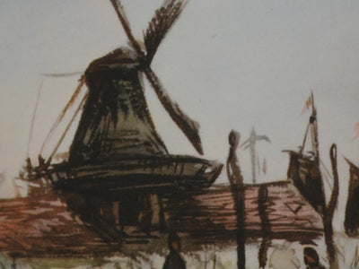 Claude MONET : Le moulin à vent près d'Amsterdam, Lithographie signée