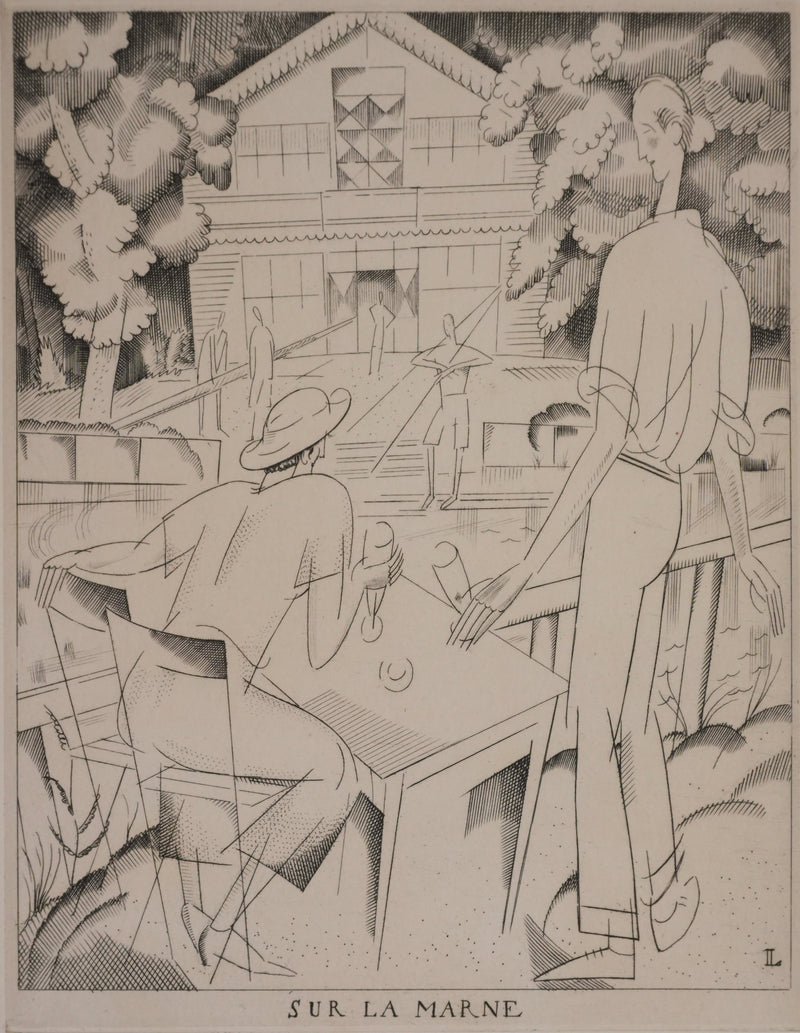 Jean-Émile LABOUREUR : Sur la Marne, Gravure originale signée