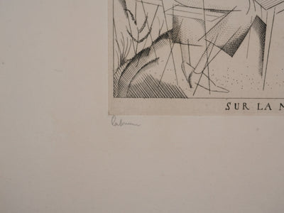 Jean-Émile LABOUREUR : Sur la Marne, Gravure originale signée
