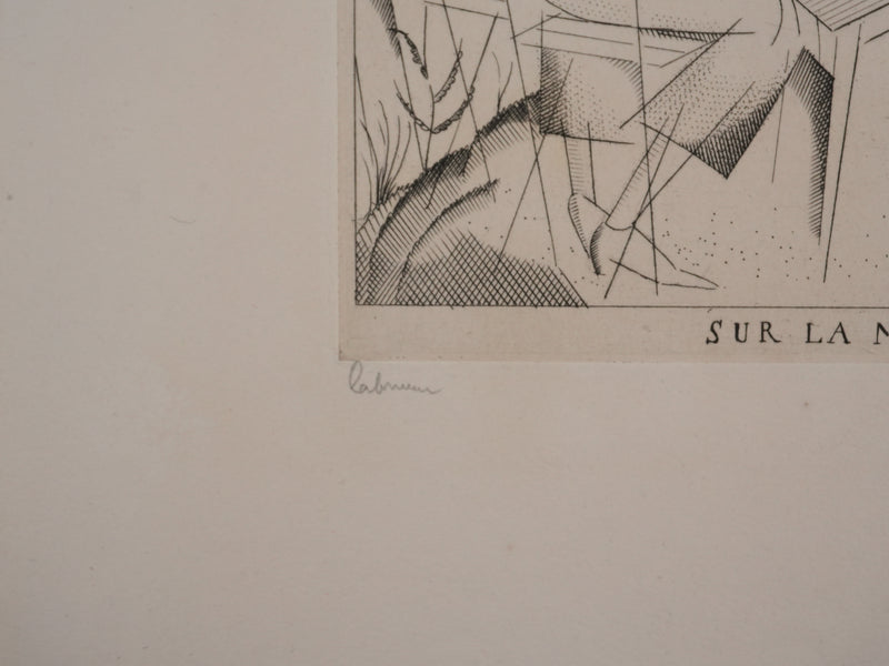 Jean-Émile LABOUREUR : Sur la Marne, Gravure originale signée