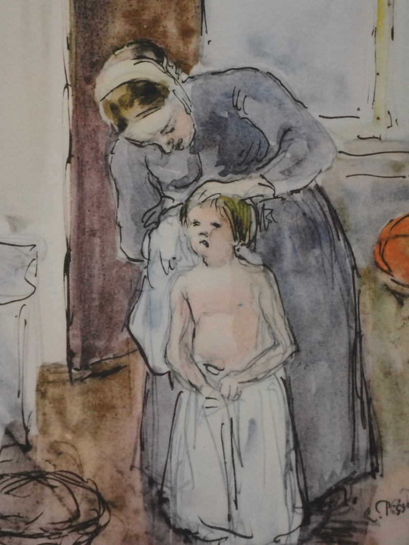 Camille PISSARRO : La toilette de la jeune fille, Lithographie signée
