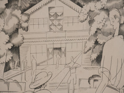 Jean-Émile LABOUREUR : Sur la Marne, Gravure originale signée