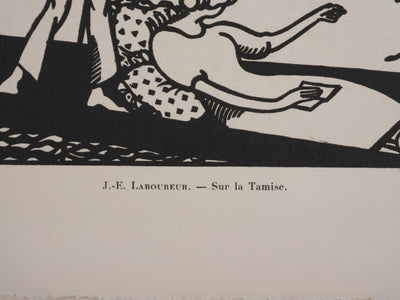 Jean-Émile LABOUREUR : Sur la Tamise, Gravure originale signée