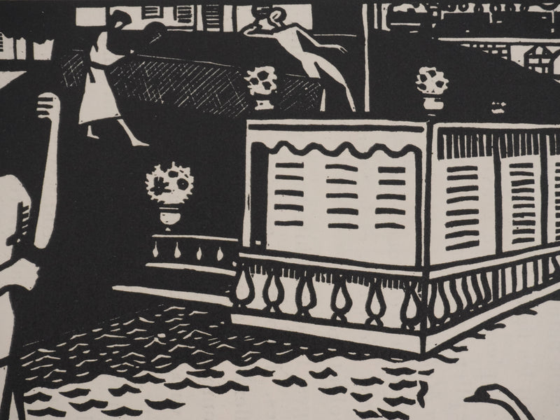 Jean-Émile LABOUREUR : Sur la Tamise, Gravure originale signée