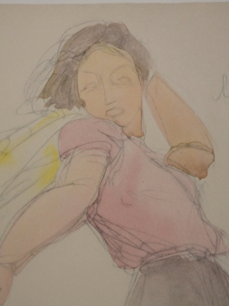 Auguste RODIN : Le voilage au vent, Lithographie signée