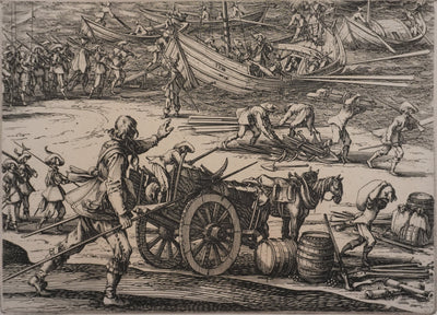 Jacques CALLOT (d'après) : Le siège de l'Ile de Ré, Gravure