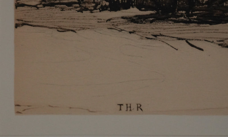 Théodore ROUSSEAU : La petite chaumière en forêt, Lithographie signée