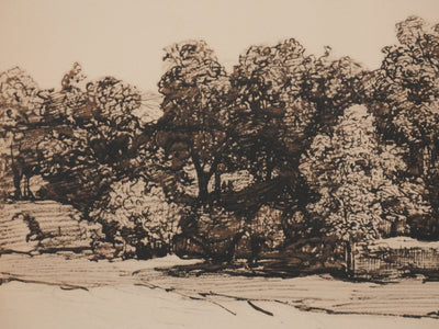 Théodore ROUSSEAU : La petite chaumière en forêt, Lithographie signée