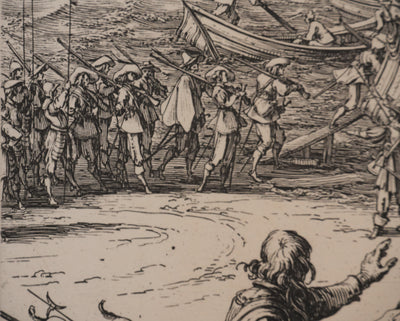 Jacques CALLOT (d'après) : Le siège de l'Ile de Ré, Gravure