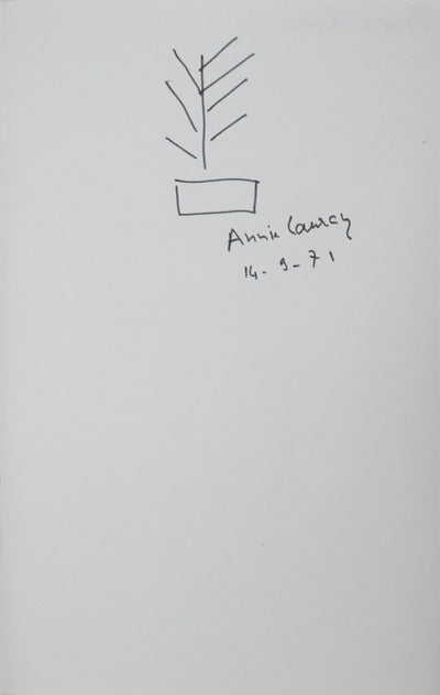 Annie LAURAN : La branche d'arbre en pot, Autographe et dessin original signé
