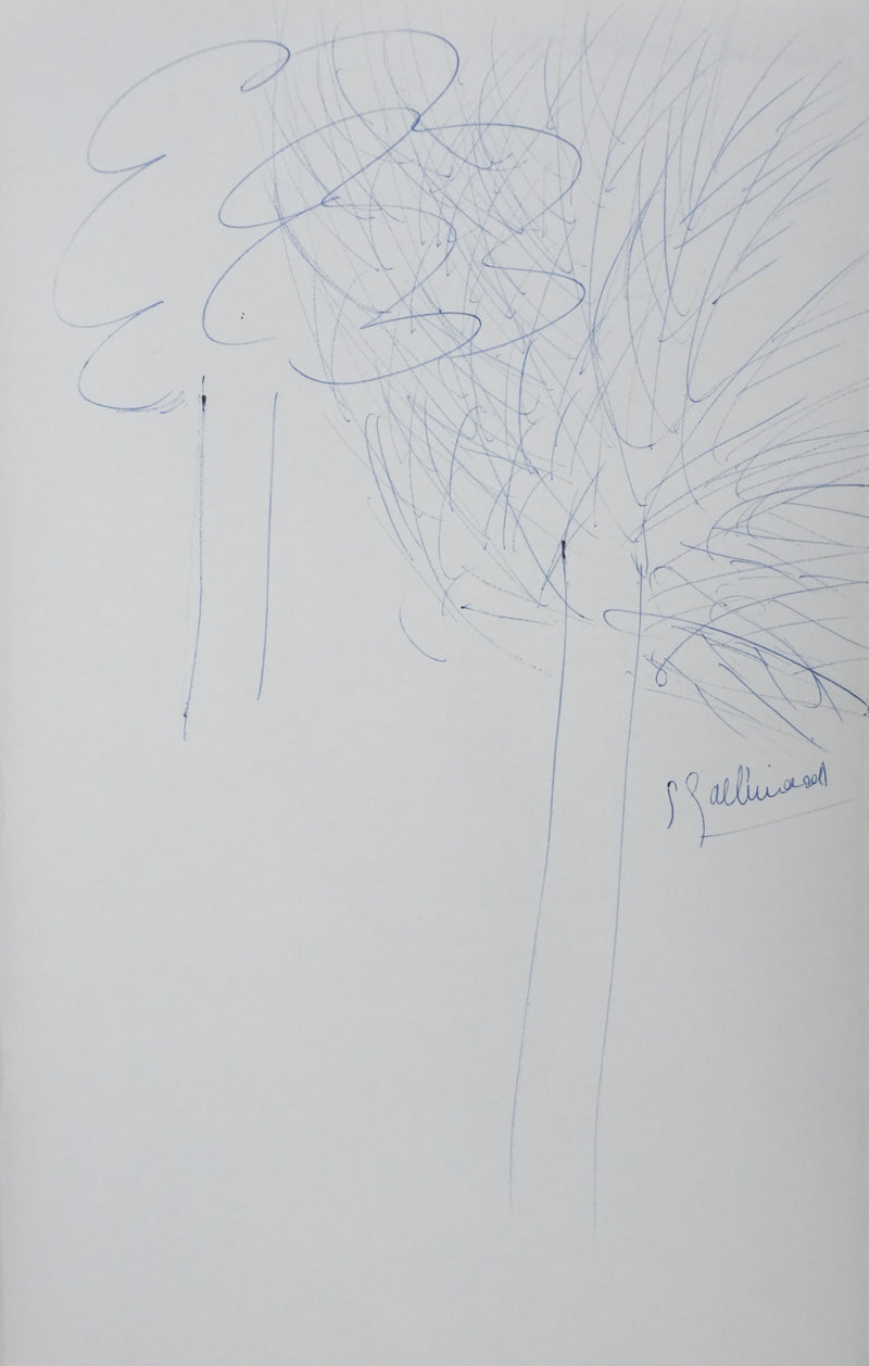 Simone GALLIMARD : La foret aux deux arbres, Autographe et dessin original signé