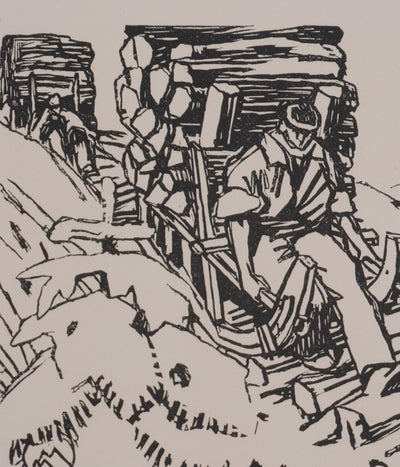 Mathurin MEHEUT : Le dernier Schlittage, Gravure originale signée