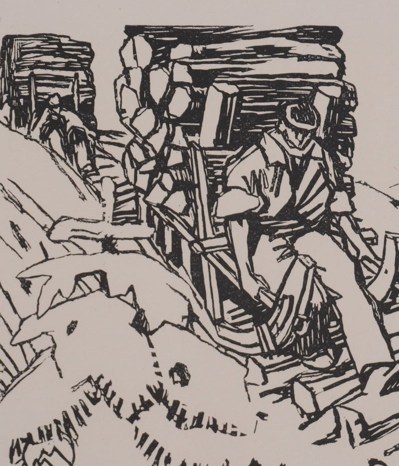 Mathurin MEHEUT : Le dernier Schlittage, Gravure originale signée