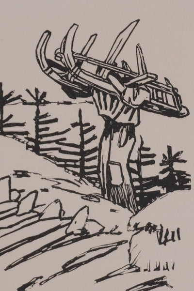 Mathurin MEHEUT : Le dernier Schlittage, Gravure originale signée