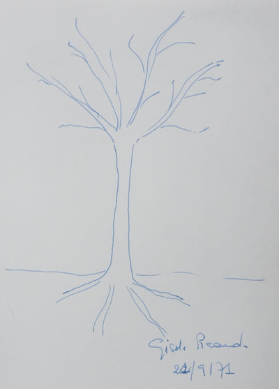 Gisèle PICAUD : L'arbre aux racines, Autographe et dessin original signé