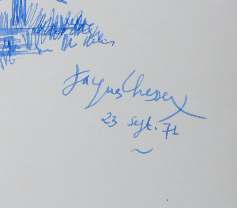 Jacques CHESSEX : Le sapin des bois, Autographe et dessin original signé