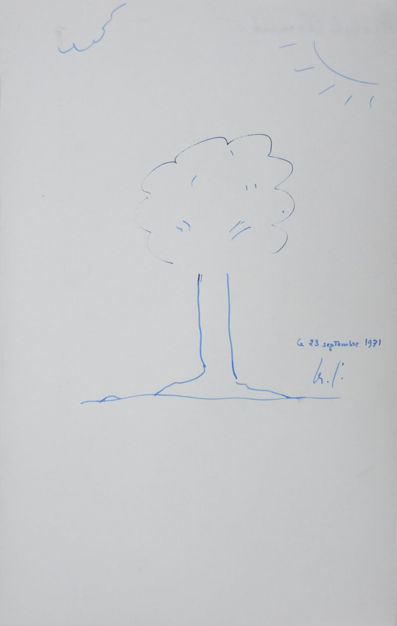 Marcel CLEMENT : Sous les rayons de soleil, Autographe et dessin original signé