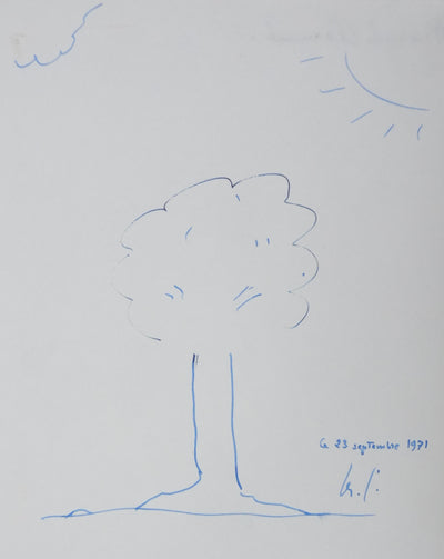Marcel CLEMENT : Sous les rayons de soleil, Autographe et dessin original signé