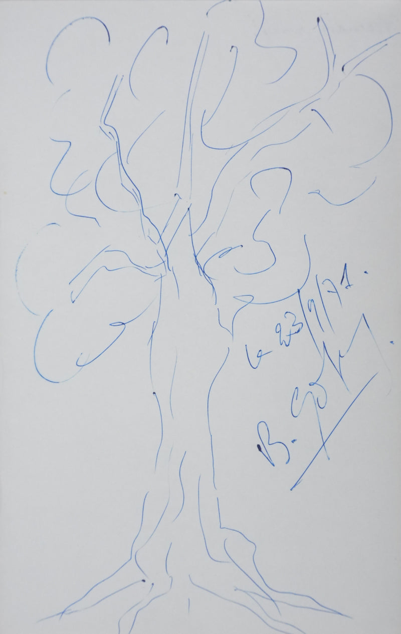 Bernard GOLAY : Les grands feuillages, Autographe et dessin original signé