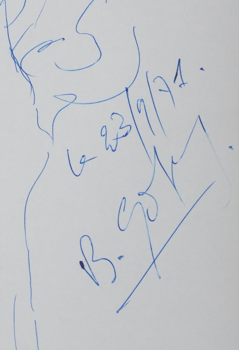 Bernard GOLAY : Les grands feuillages, Autographe et dessin original signé