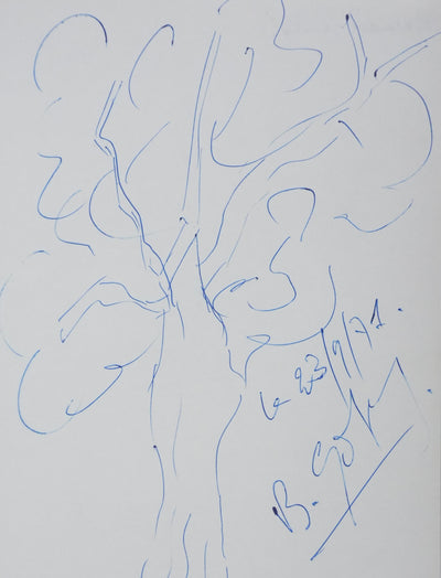 Bernard GOLAY : Les grands feuillages, Autographe et dessin original signé