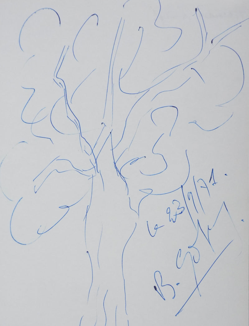 Bernard GOLAY : Les grands feuillages, Autographe et dessin original signé