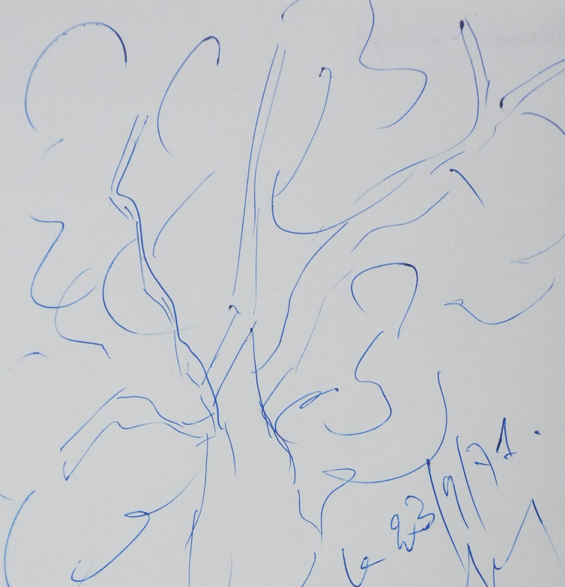 Bernard GOLAY : Les grands feuillages, Autographe et dessin original signé