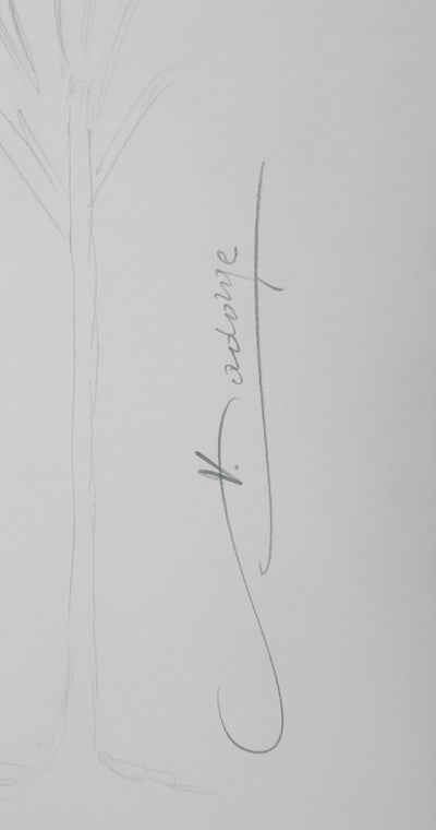 Henri SADORGE : L'arbre en hauteur, Autographe et dessin original signé