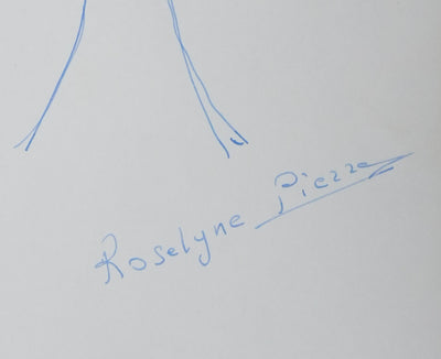 Roselyne PIERRE : L'arbre en fleur, Autographe et dessin original signé