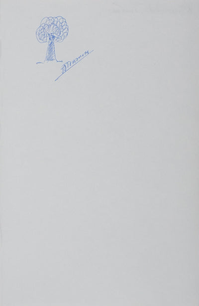 Jean-Raymond TOURNOUX : L'arborescence bleutée, Autographe et dessin original signé