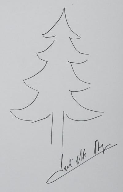 Juliette BENZONI : La silhouette du sapin, Autographe et dessin original signé