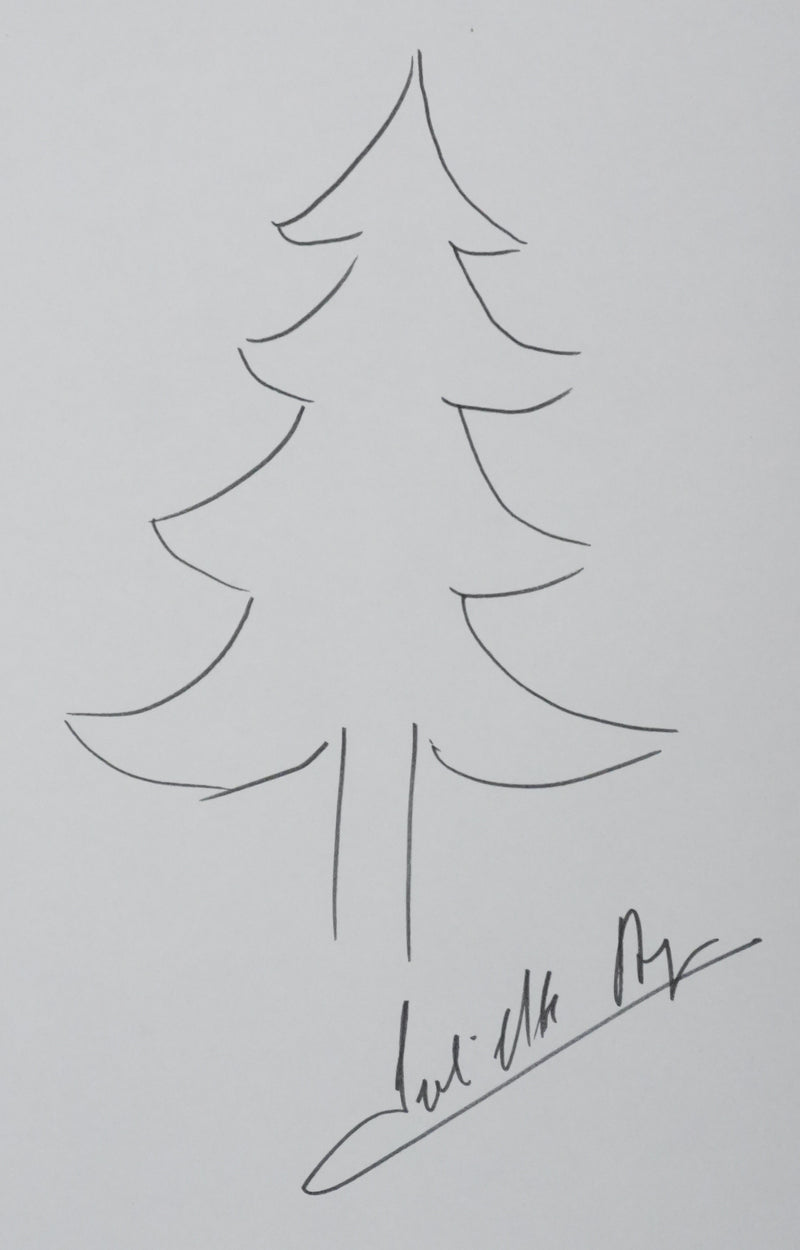 Juliette BENZONI : La silhouette du sapin, Autographe et dessin original signé