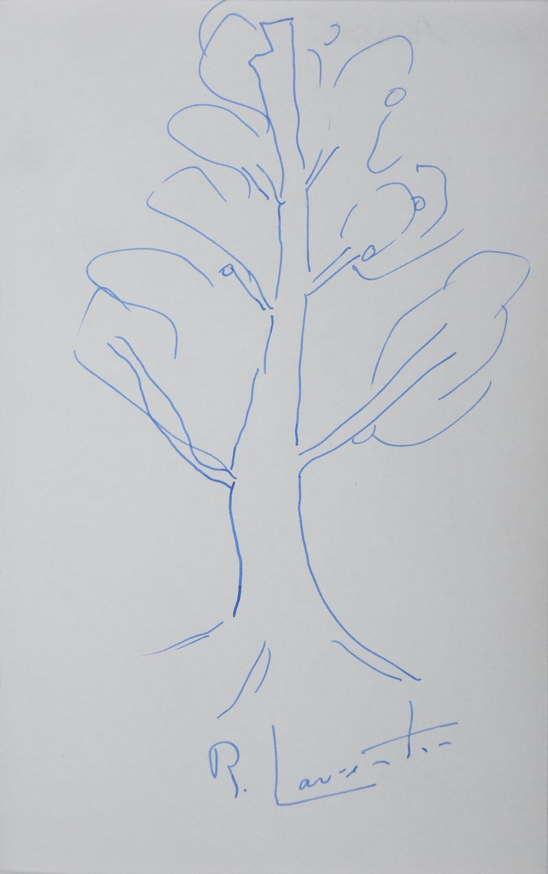 René LAURENTIN : La silhouette végétalisée, Autographe et dessin original signé