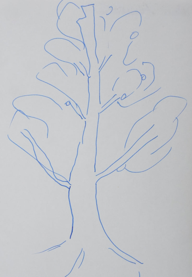 René LAURENTIN : La silhouette végétalisée, Autographe et dessin original signé