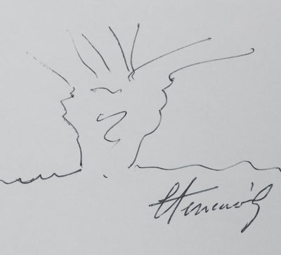 Louis TERRENOIRE : L'arbre sur la côte, Autographe et dessin original signé
