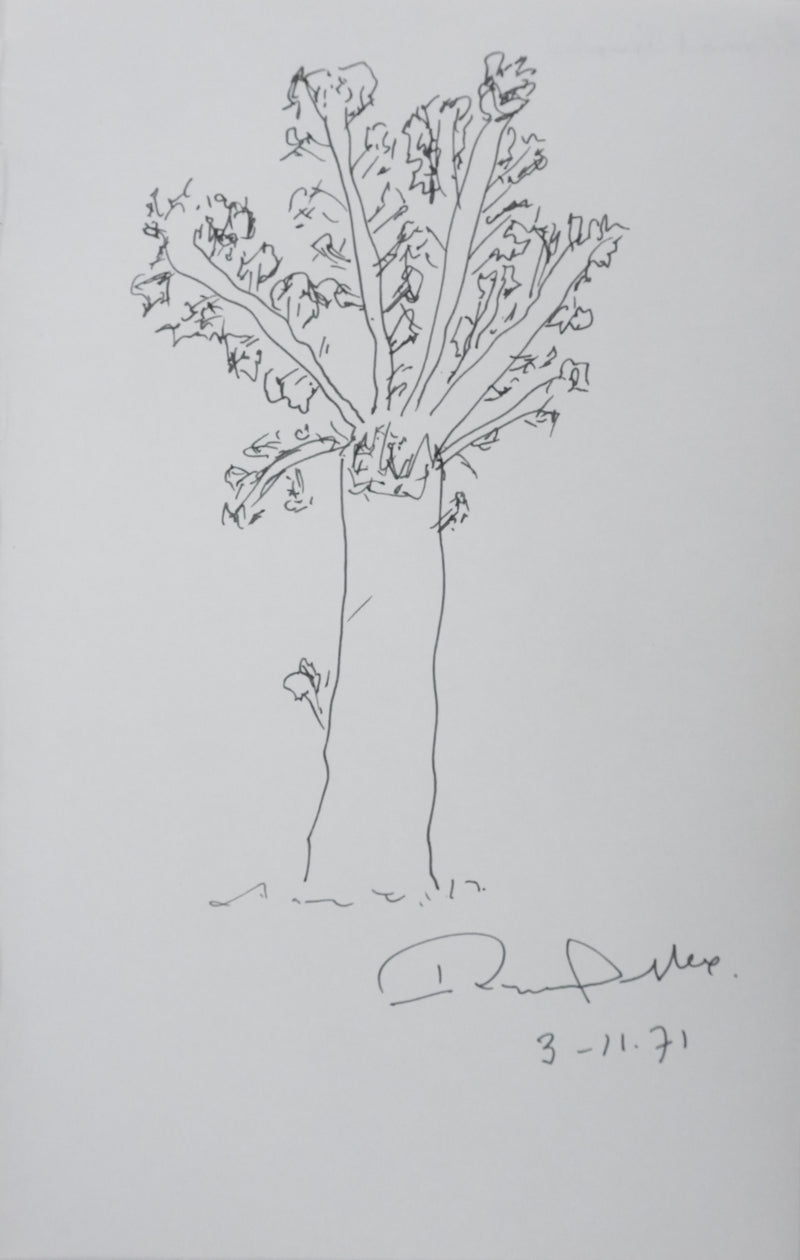 Raymond SOUPLEX : A travers les branches, Autographe et dessin original signé