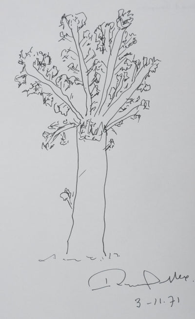 Raymond SOUPLEX : A travers les branches, Autographe et dessin original signé