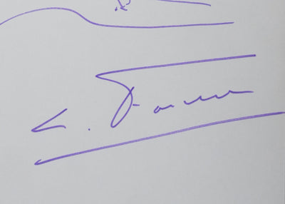 Christian FOUCHET : L'arbre aux fruits violet, Autographe et dessin original signé