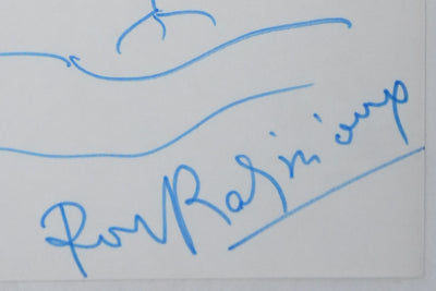 Roger RABINIAUX : L'arbre aux couleurs bleues, Autographe et dessin original signé