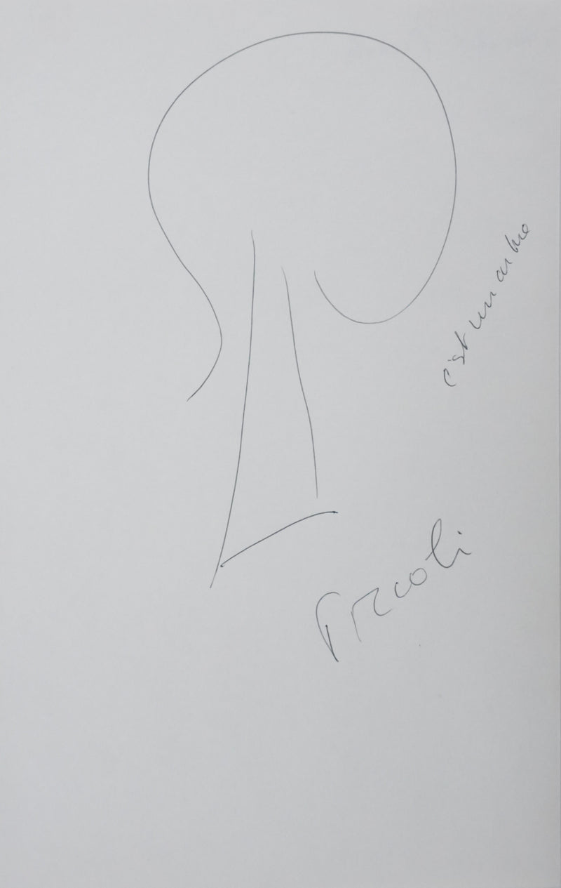 Michel PICCOLI : Une forme arborescente, Autographe et dessin original signé