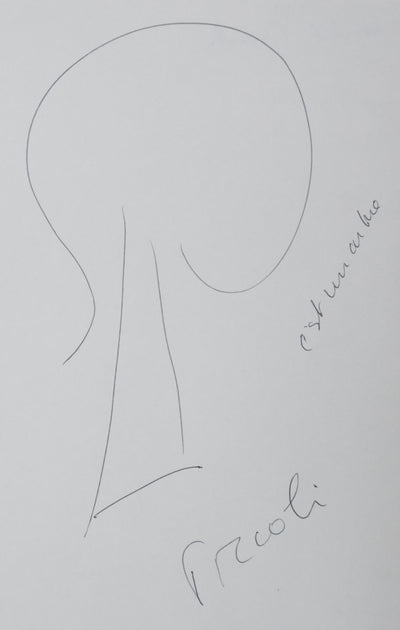Michel PICCOLI : Une forme arborescente, Autographe et dessin original signé