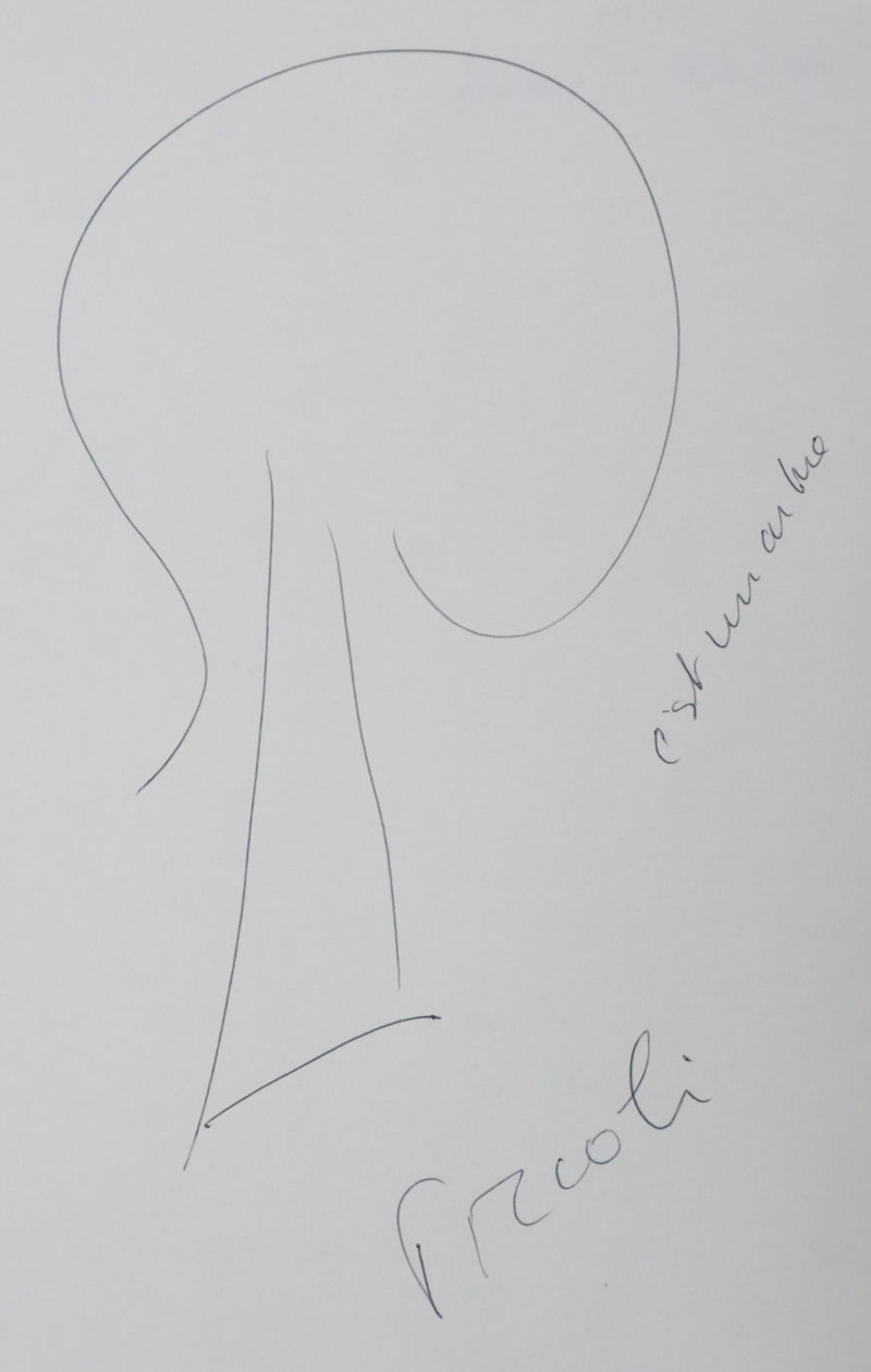 Michel PICCOLI : Une forme arborescente, Autographe et dessin original signé