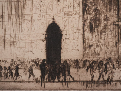 Frank BRANGWYN : Construction de la Bourse, Gravure originale signée