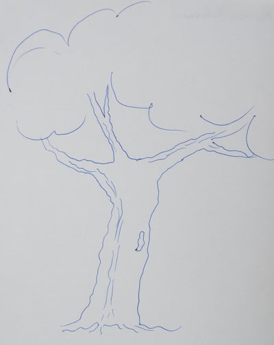 François BALSAN : Silhouette arborescente, Autographe et dessin original signé