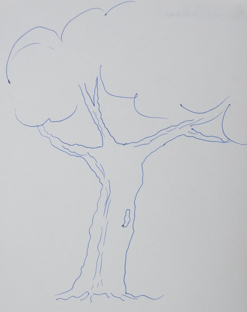 François BALSAN : Silhouette arborescente, Autographe et dessin original signé