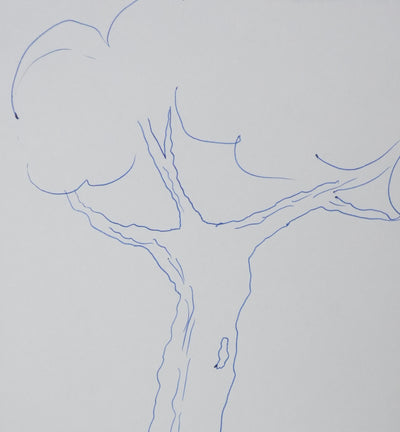 François BALSAN : Silhouette arborescente, Autographe et dessin original signé