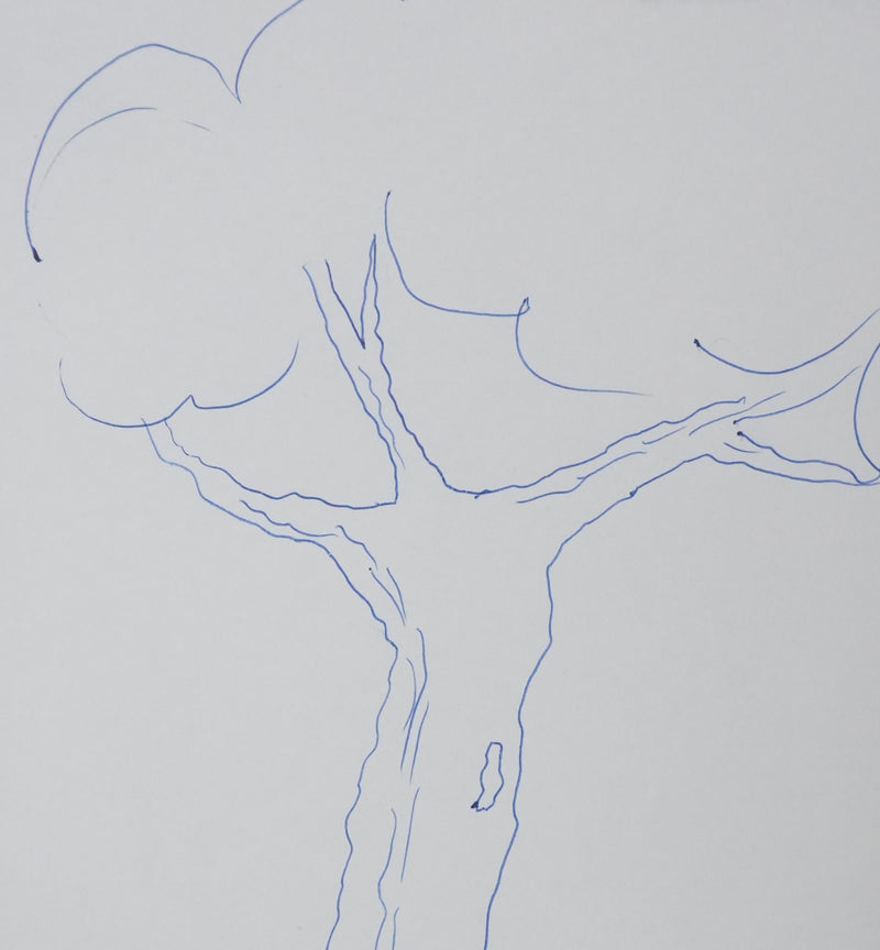 François BALSAN : Silhouette arborescente, Autographe et dessin original signé