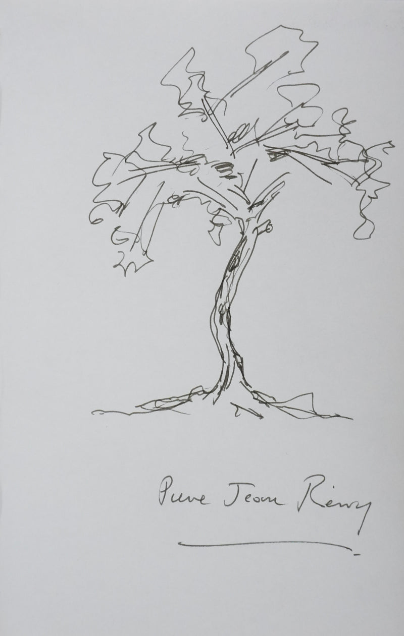 Pierre-Jean REMY : Résineux noir, Autographe et dessin original signé
