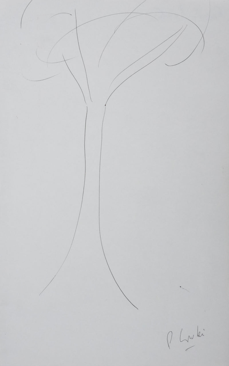 Pierre LOUKI : Tige arborescente, Autographe et dessin original signé